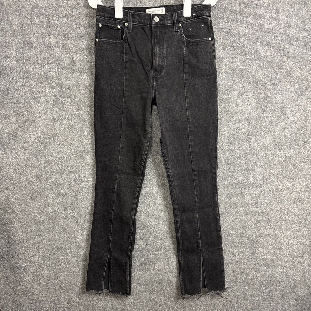 Abercrombie Fitch Jeans Womens Size 29 Black The skinny high rise raw hem slit